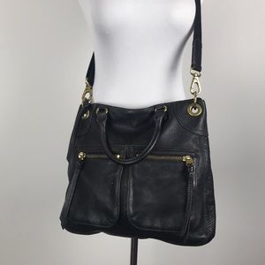 Fossil Black Leather Satchel Crossbody- Stunning!